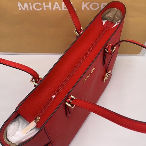 MICHAEL KORS 
Gilly Large Saffiano Leather Tote Shoulder Bag 
COLOR: Bright Red - Picture 9 of 16